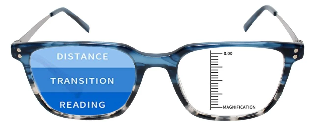 Big&Tall 21 Mens Multi-Focus Lens Blue Light Block Eyeglasses Black Crystal 57mm 3