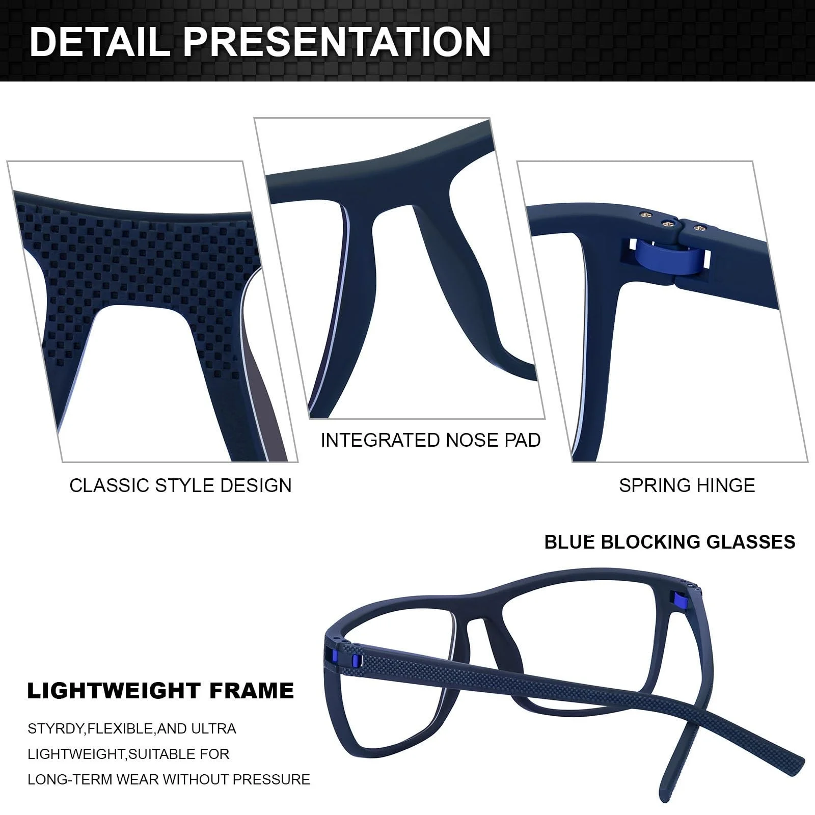 Blue Light Blocking Gaming Clear Glasses Lightweight Frame UV400 Computer Phone 2